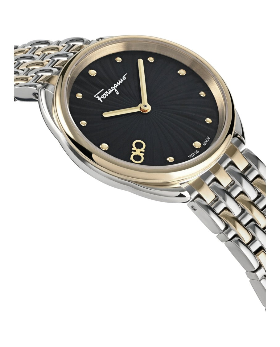 Ferragamo Two-Tone Cuir Bracelet Watch With Guilloche Dial