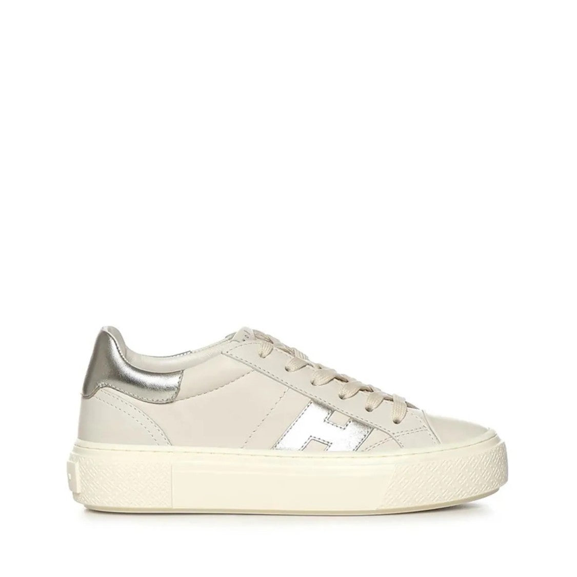Hogan Light Beige Low-Top Sneakers With Metallic Accents