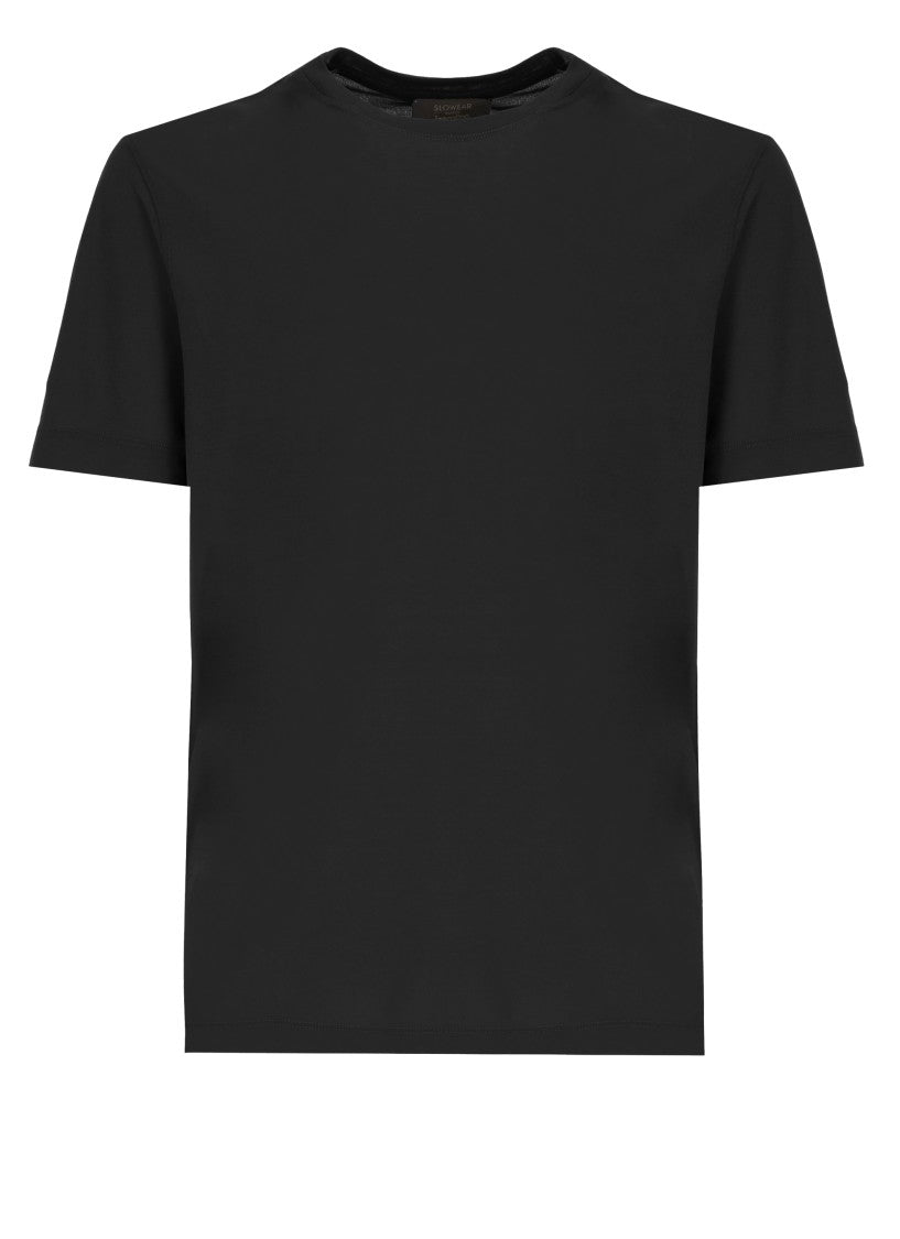 Zanone Black Cotton Crewneck T-Shirt