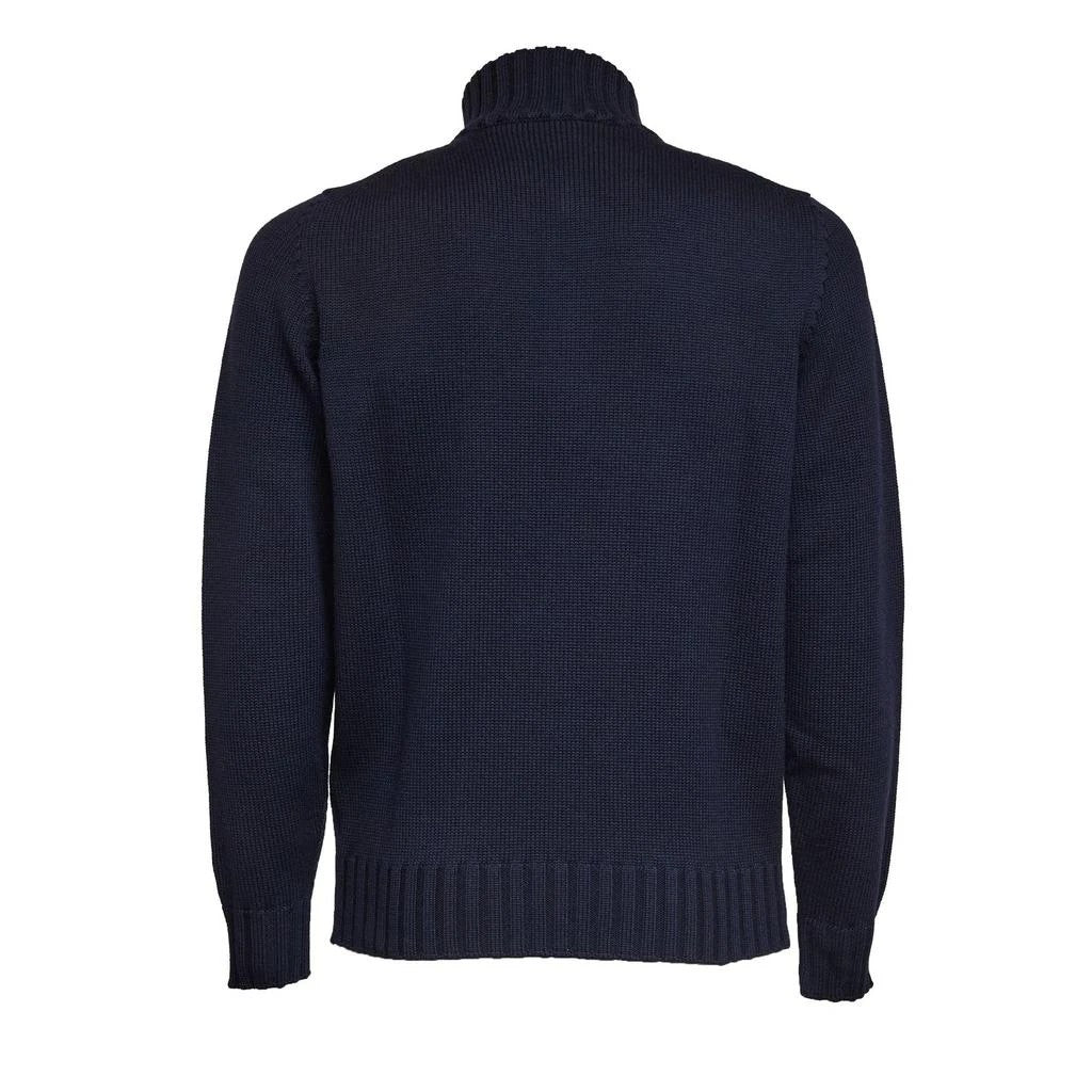 Filippo De Laurentiis Navy Blue Half-Zip Wool Sweater