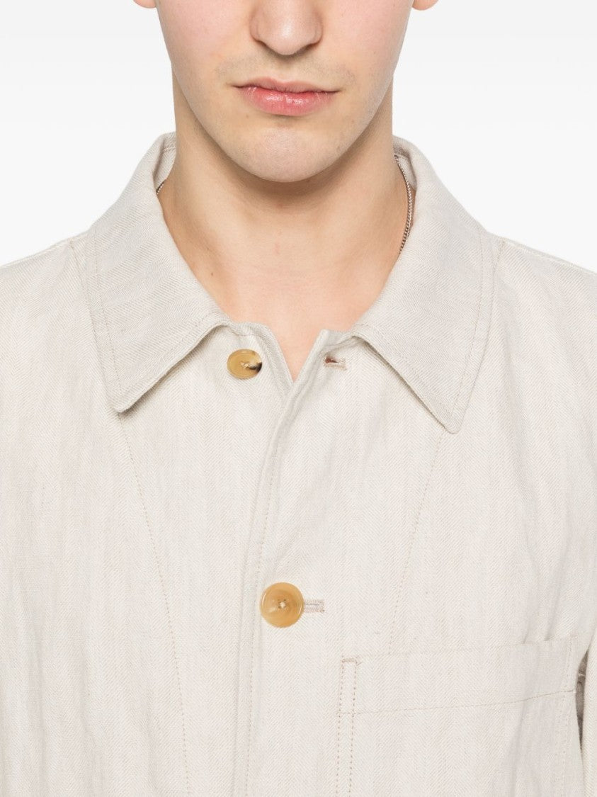 Dries Van Noten Beige Herringbone Weave Jacket