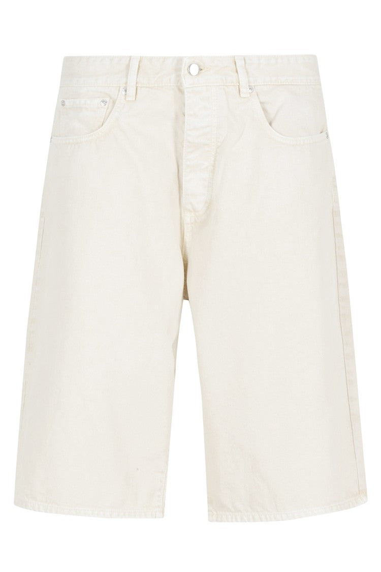 Icon Denim Cream Ned Five-Pocket Wide Denim Shorts