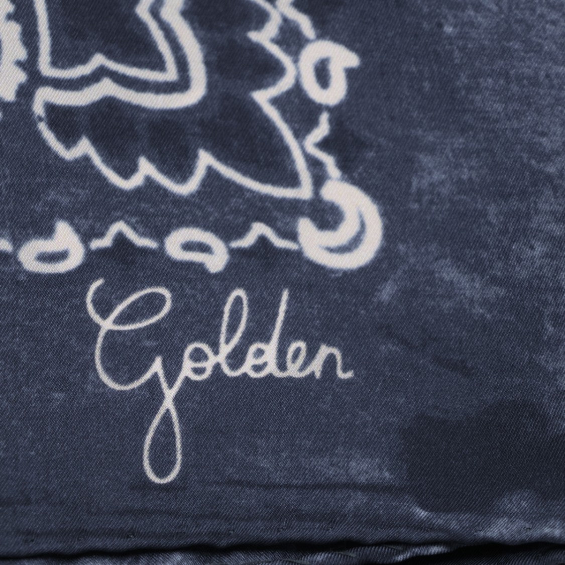 Golden Goose Navy Blue Paisley Scarf With Textured Vintage Finish