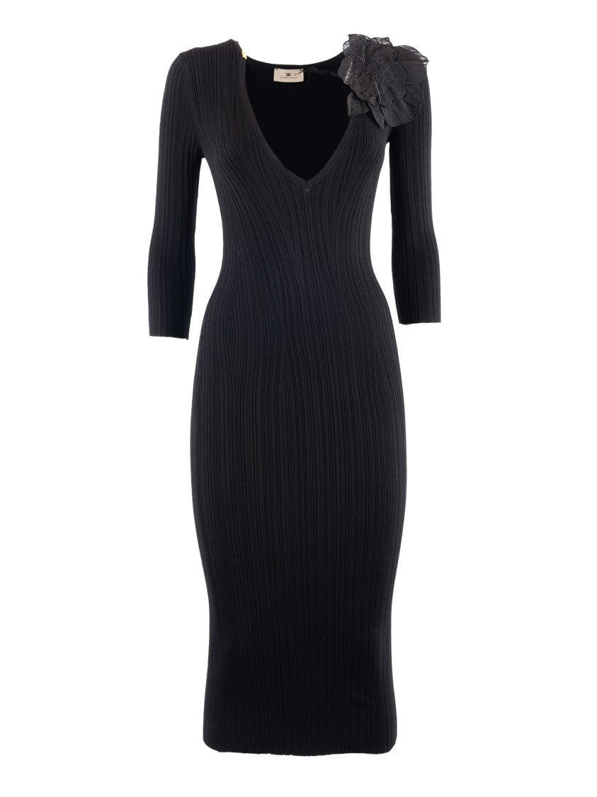 Elisabetta Franchi Knitted Dress With Deep V-Neck