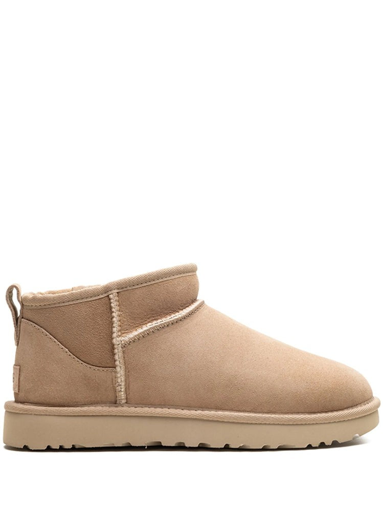 Ugg Beige Classic Ultra Mini Suede Ankle Boots