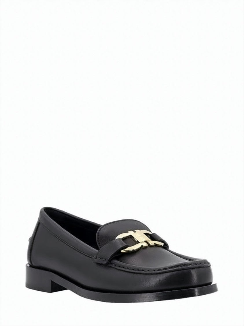 Salvatore Ferragamo Black Calf Leather Loafers With Polished Finish