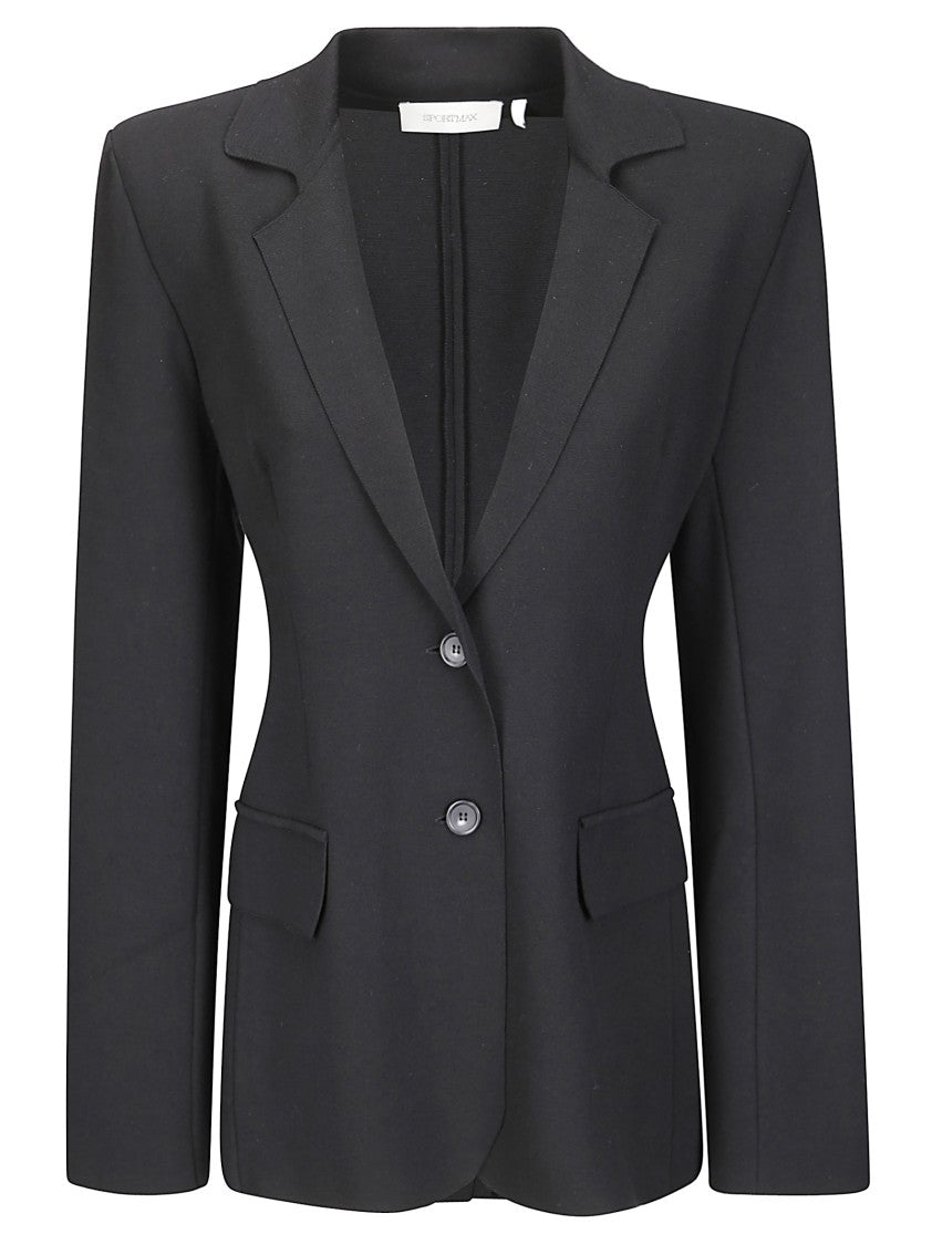 Sportmax Structured Viscose Jacket With Padded Shoulders And Cinched Waist