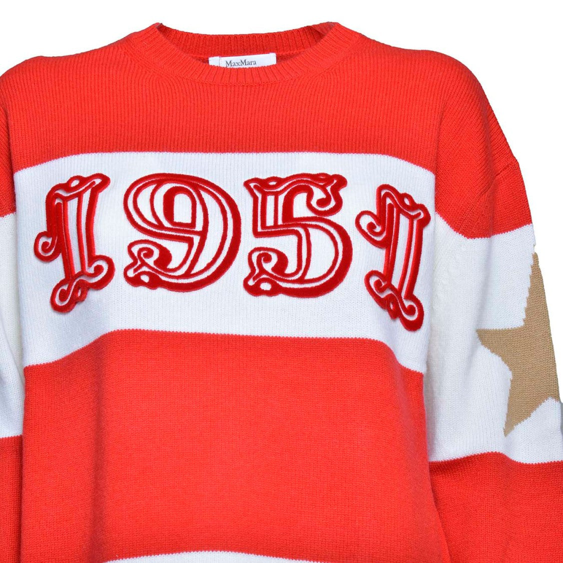 Max Mara Dirce Over Sweater In Red Jacquard Wool