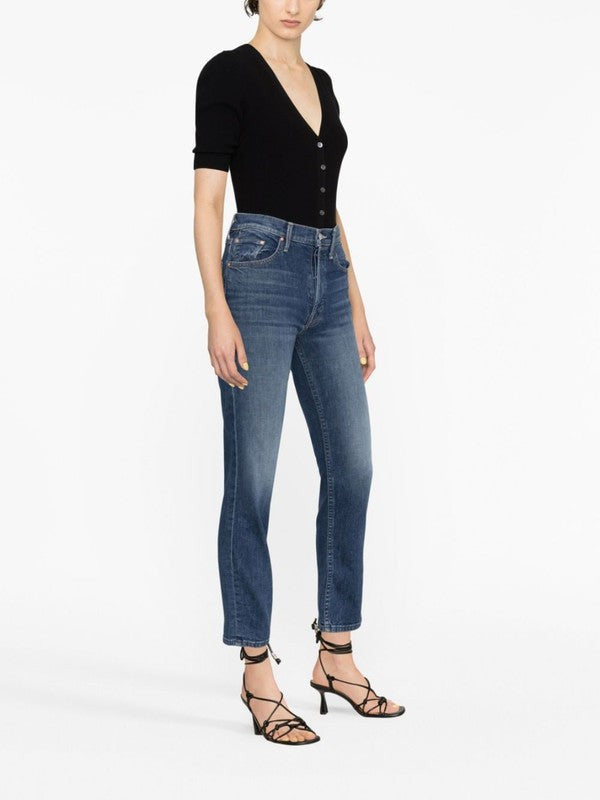 Mother High-Rise Cropped Skinny Denim Jeans