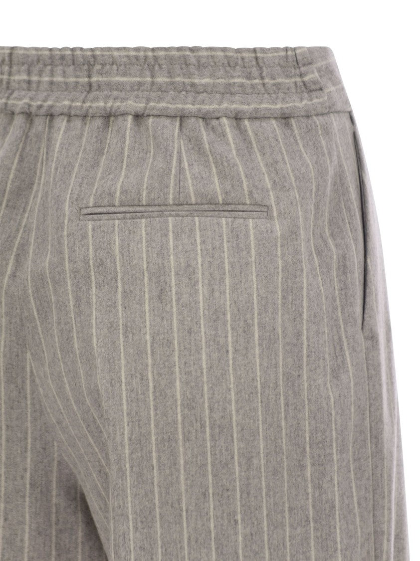 Pt Torino Daisy - Wool And Cashmere Pinstripe Pants