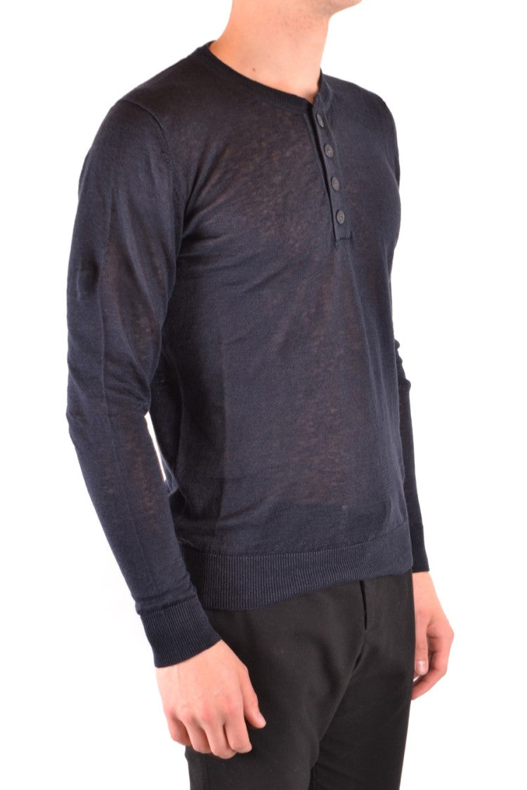 Woolrich Lightweight Linen Sweater With Buttoned Neckline