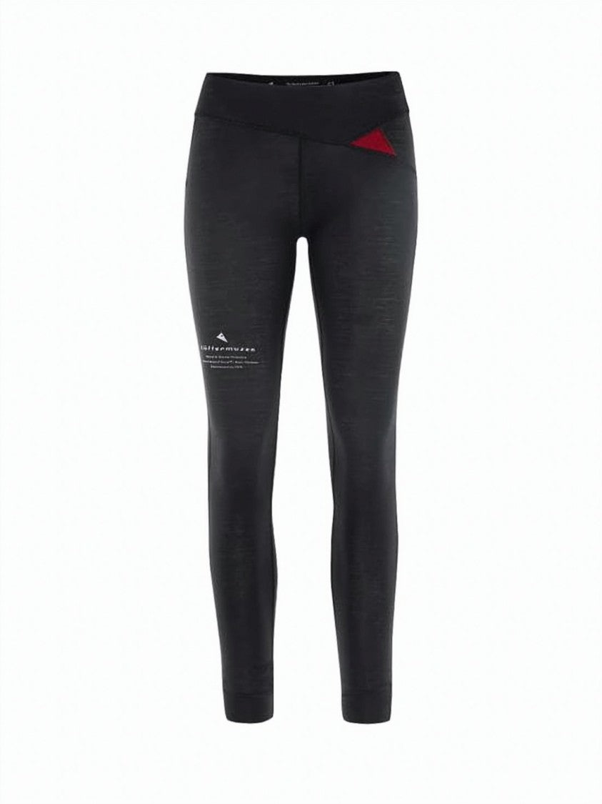 Klattermusen Mid-Rise Black Leggings With Subtle Branding And Triangular Detail