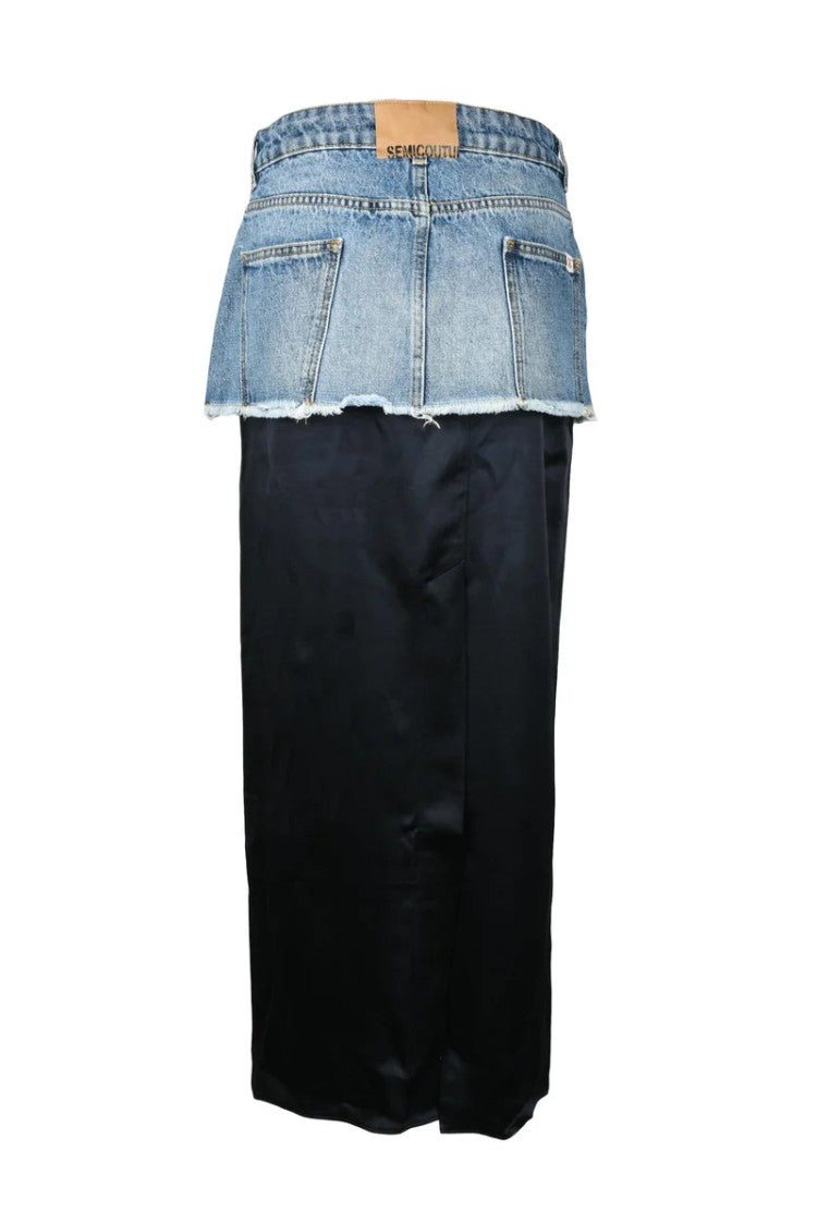 Semi Couture Blue Long Patchwork Skirt