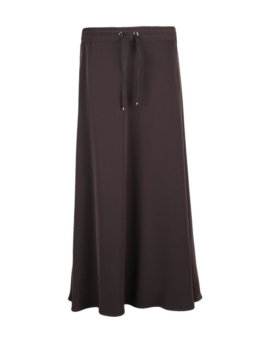 Herno Brown Flared Polyester Skirt