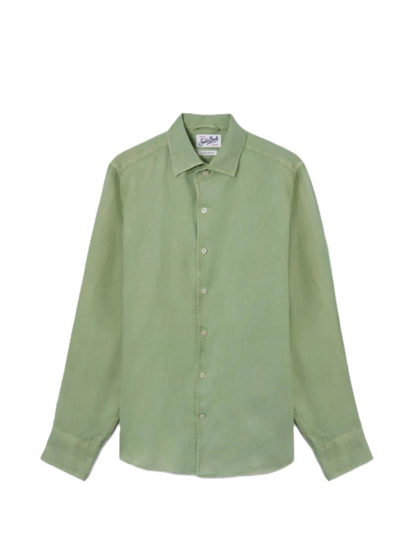 Mc2 Saint Barth Long-Sleeve Button-Up Shirt In Soft Green
