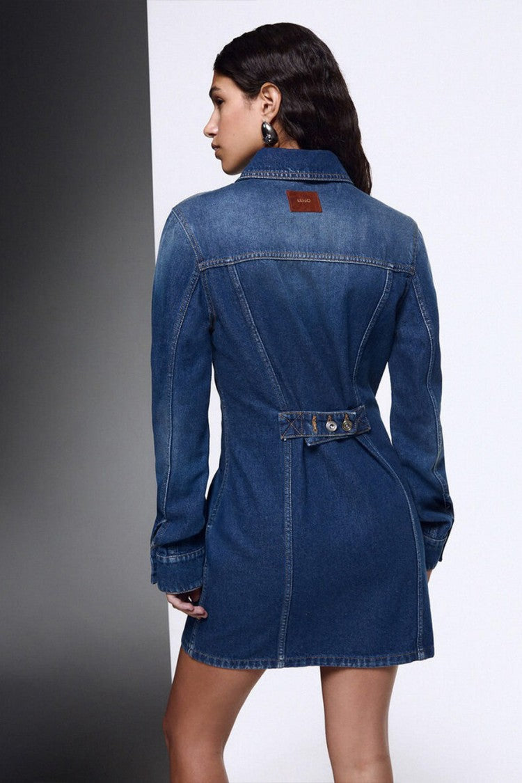 Liu Jo X Capsule 1 Elodie Dark Blue Denim Shirt Mini Dress