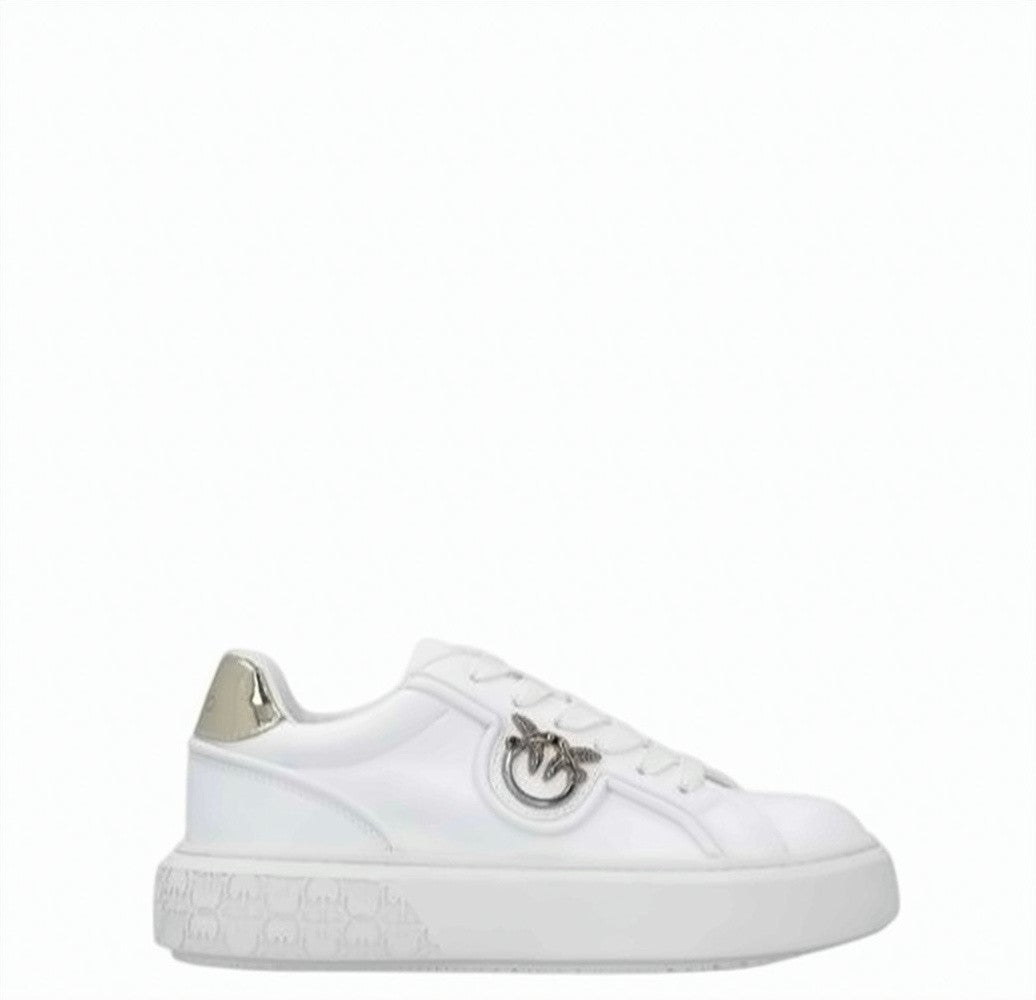 Pinko White Leather Logo Sneakers