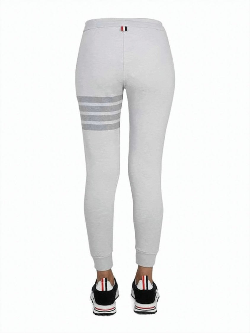 Thom Browne Slim-Fit Light Grey Leggings With Ribbed Cuffs