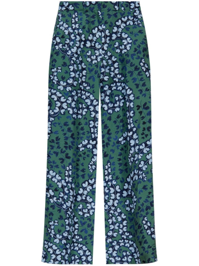 Lanvin Forest Green Patterned Wide Leg Trousers