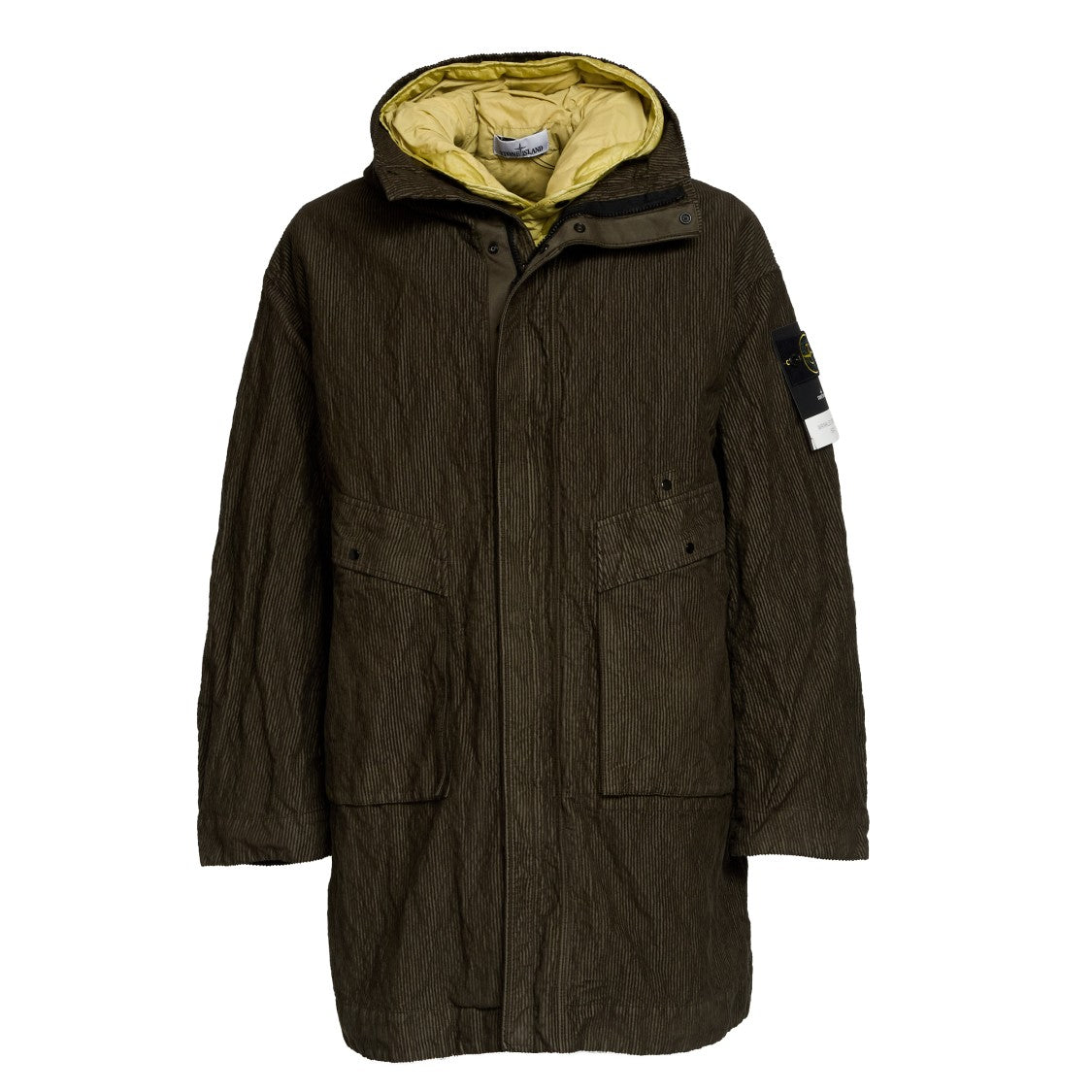 Stone Island Military Green Wrinkled Corduroy Parka