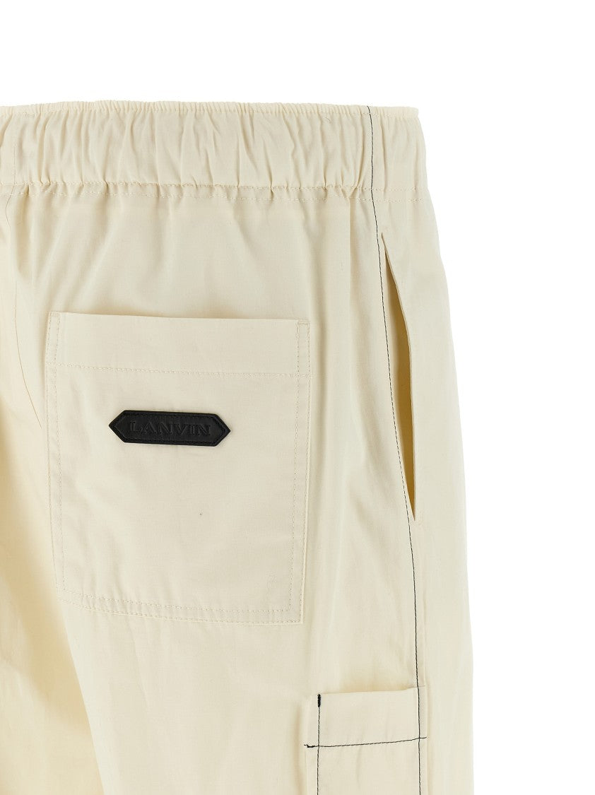 Lanvin Lightweight Cotton Trousers With Adjustable Drawstring And Wide Leg Silhouette