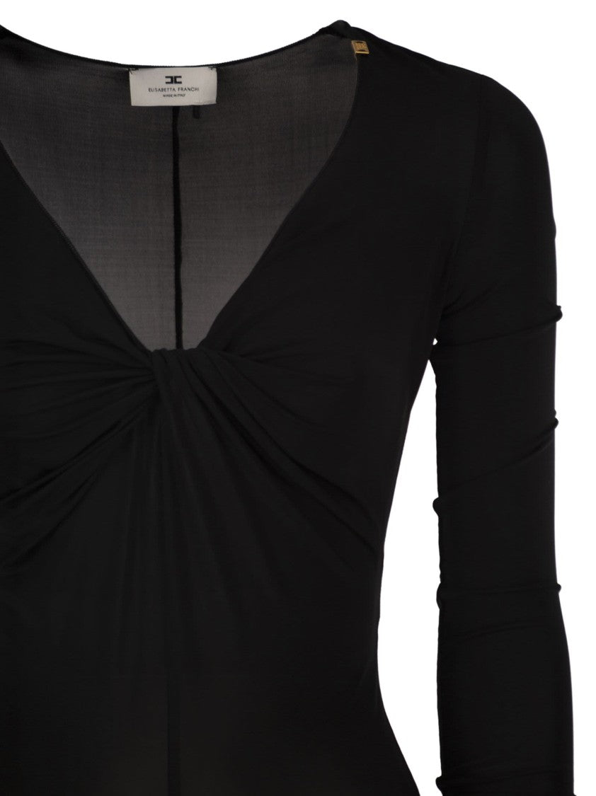 Elisabetta Franchi Crêpe Jersey Bodysuit With Draping