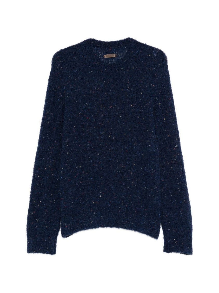 Moschino Teddy Bear Motif Bouclé Knit Sweater - Dark Navy
