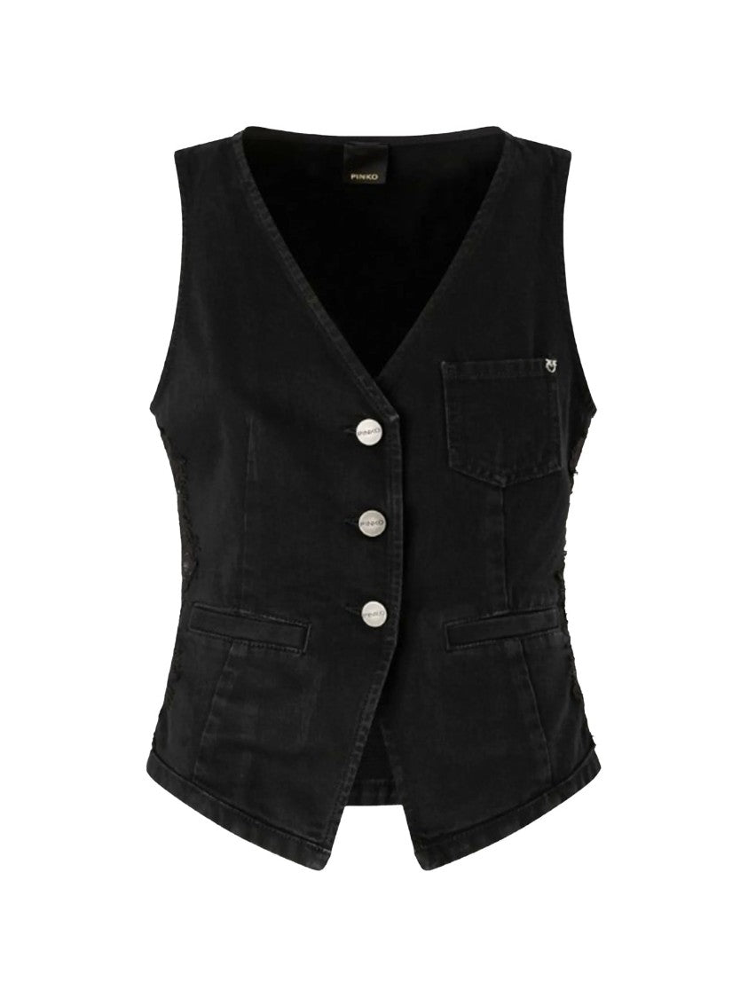 Pinko Pink Gardener Sleeveless V-Neck Fabric Vest