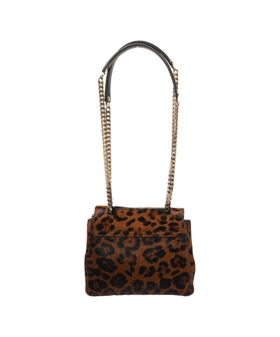 Orciani Animal Print Shoulder Bag With Gold Chain Strap
