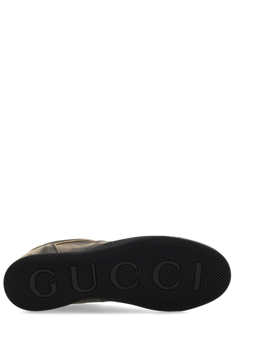 Gucci Shift Distressed Calf Leather Sneakers