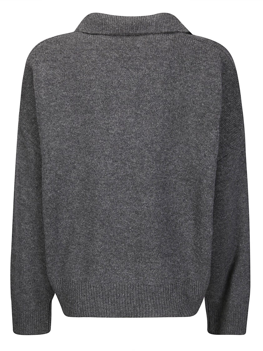 Be You Cashmere Polo Sweater With V-Neckline And Comfortable Fit