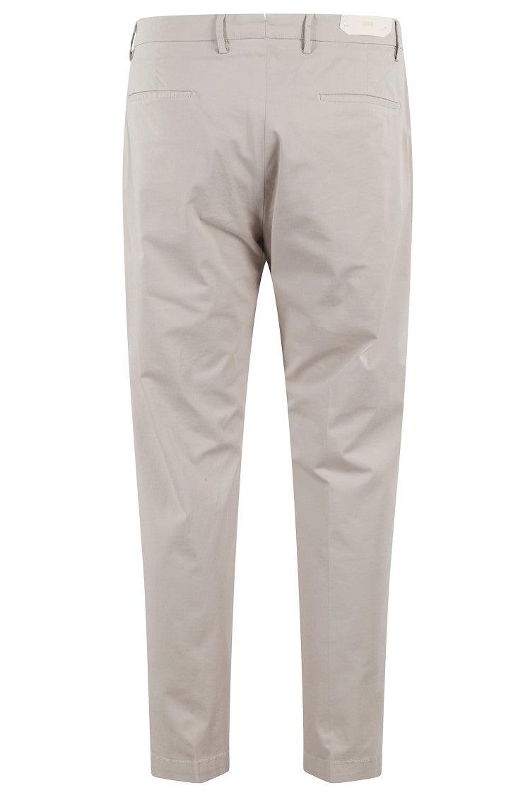 Briglia Tapered Cotton Stretch Pants With Pleats
