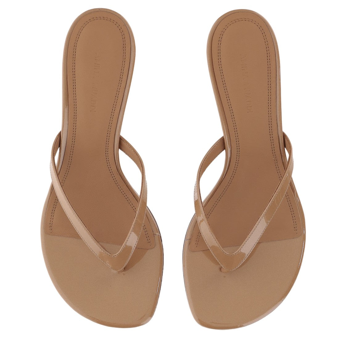 Amina Muaddi Thong Design Leather Sandals With Sculpted Heel