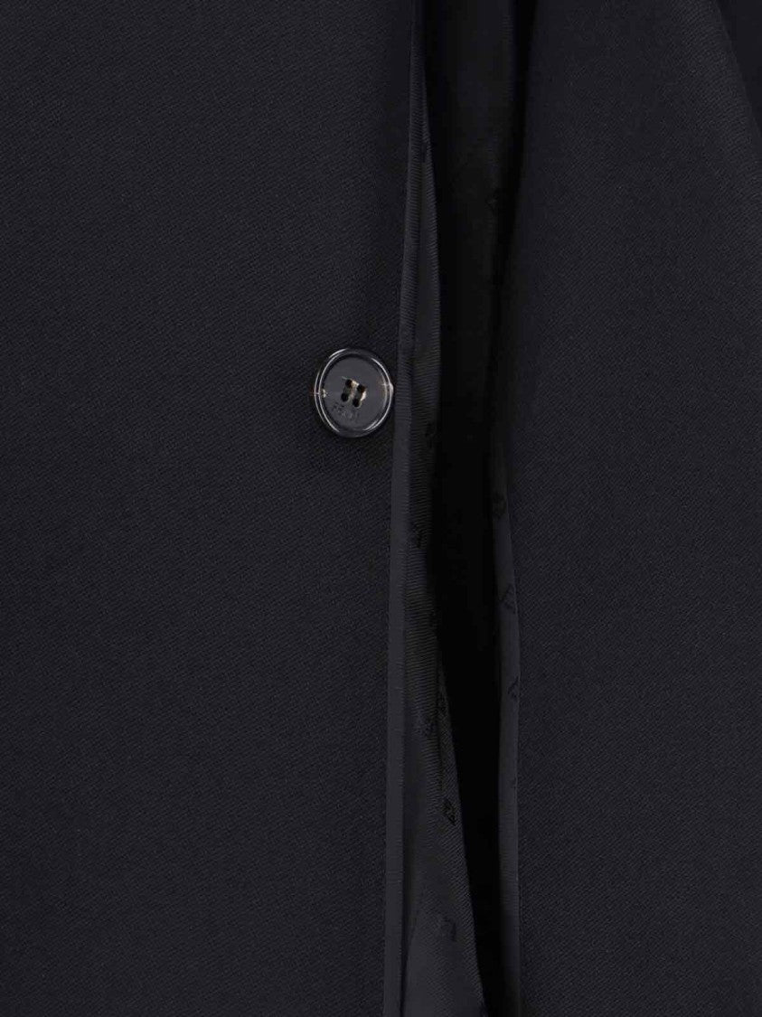 Fendi Jacquard-Lined Wool Coat – Black