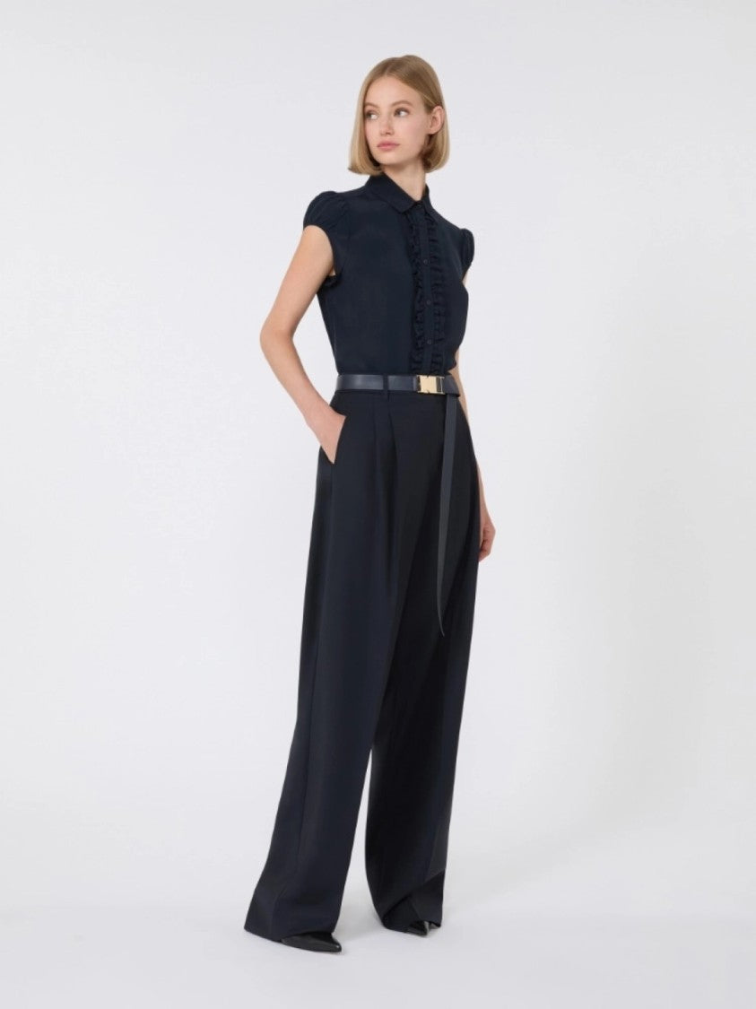 Max Mara Tailored Blue Wide-Leg Trousers With High Waist