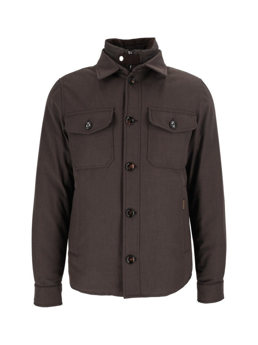 Moorer Dasson-Pum Brown Chest Pocket Jacket