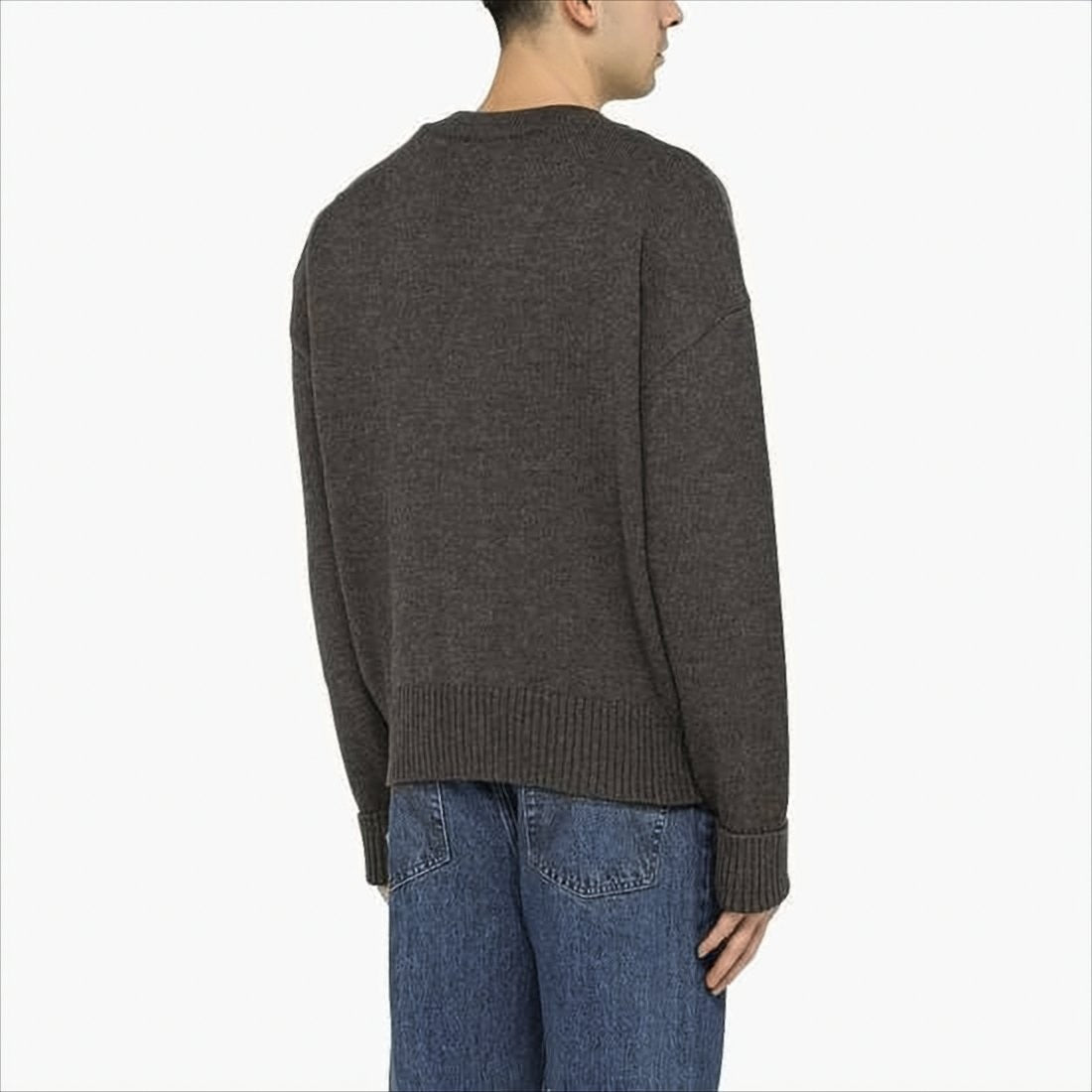 Ami Cardigan With Deep V-Neck And Signature Heart Emblem