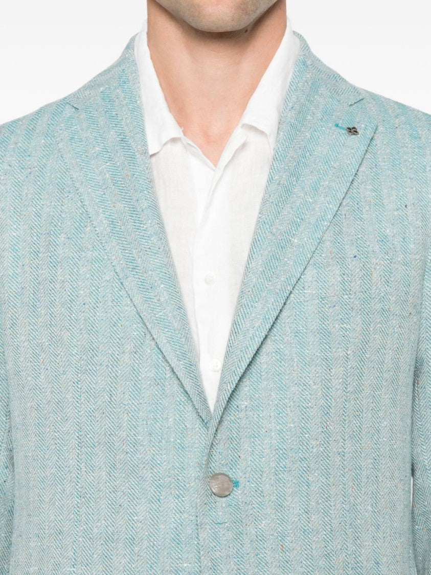 Tagliatore Herringbone Pattern Tailored Jacket With Notched Lapels