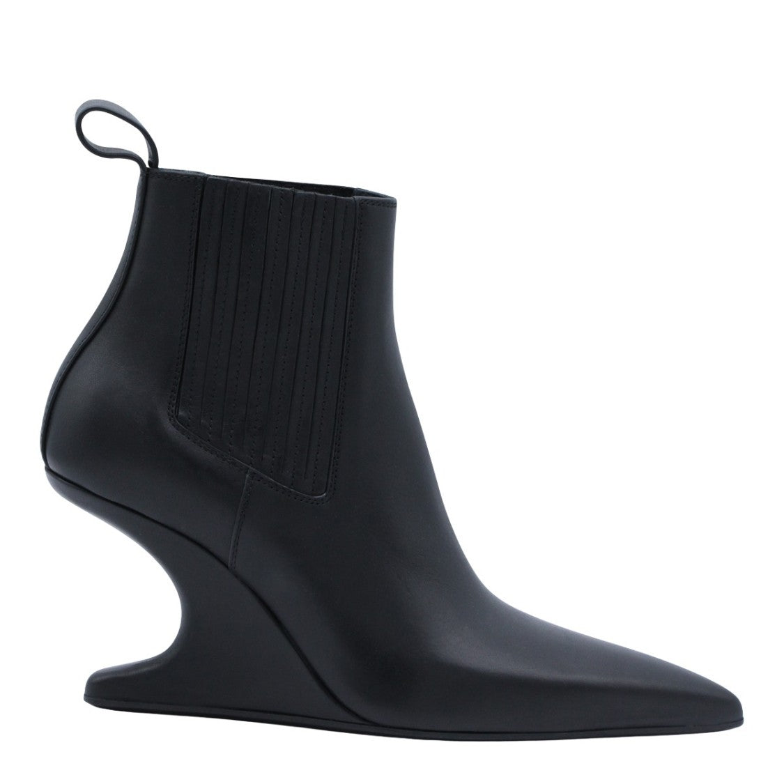 Rick Owens Pointed Toe Black Boots With High Ankle Cut