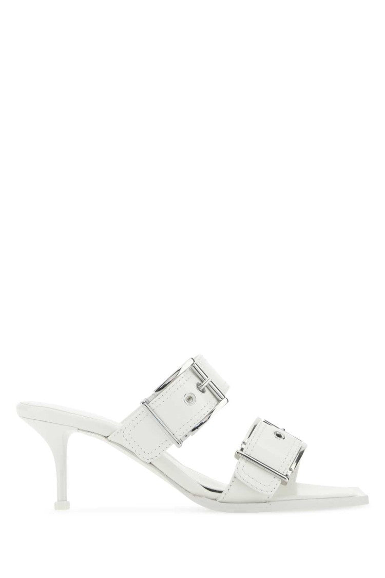 Alexander Mcqueen White Leather Mules