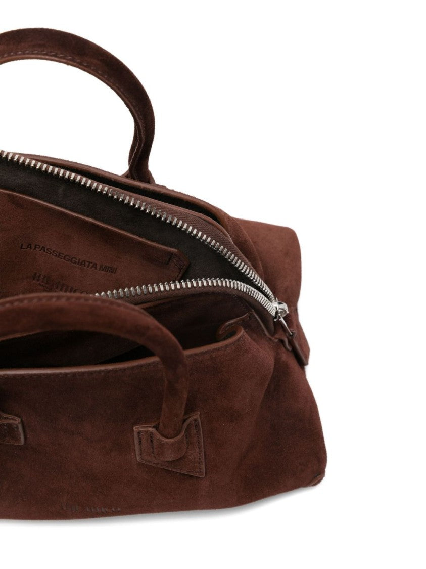 The Attico Beige La Passeggiata Mini Suede Handbag
