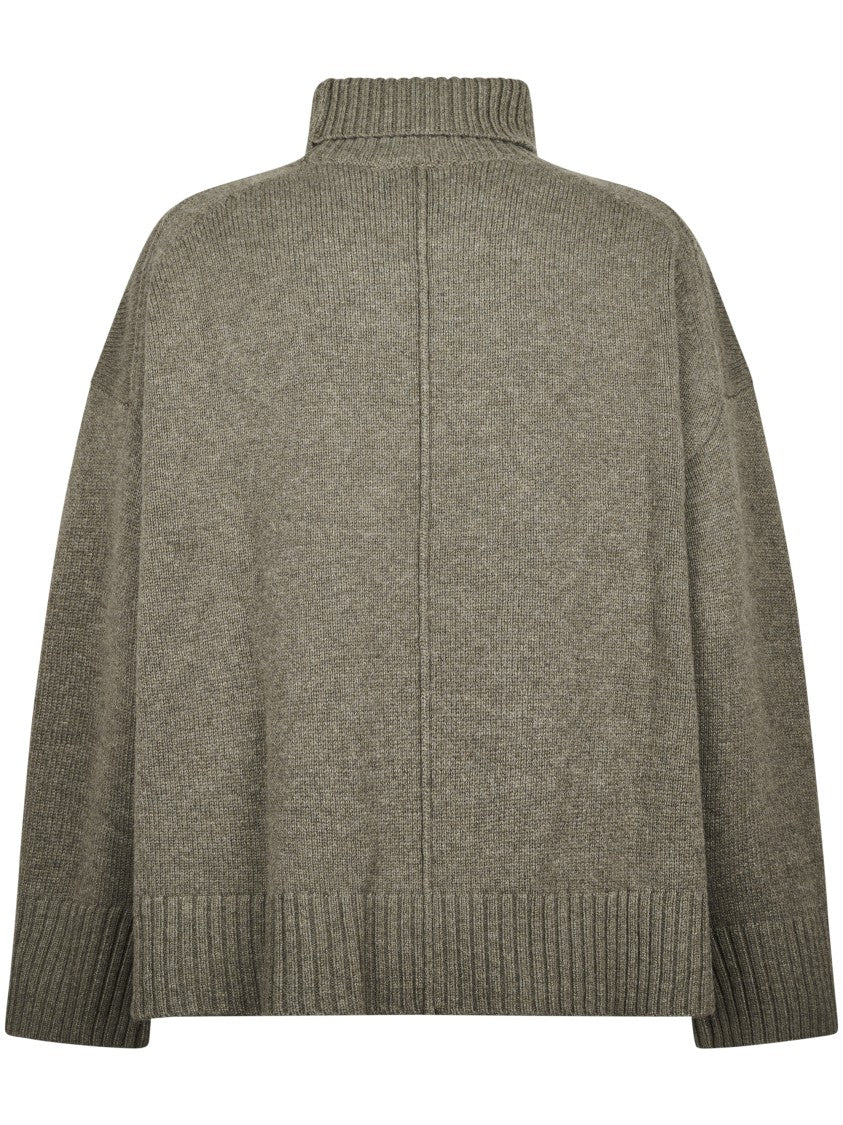 Soeur Boxy Merino Wool Sweater With High Ribbed Collar