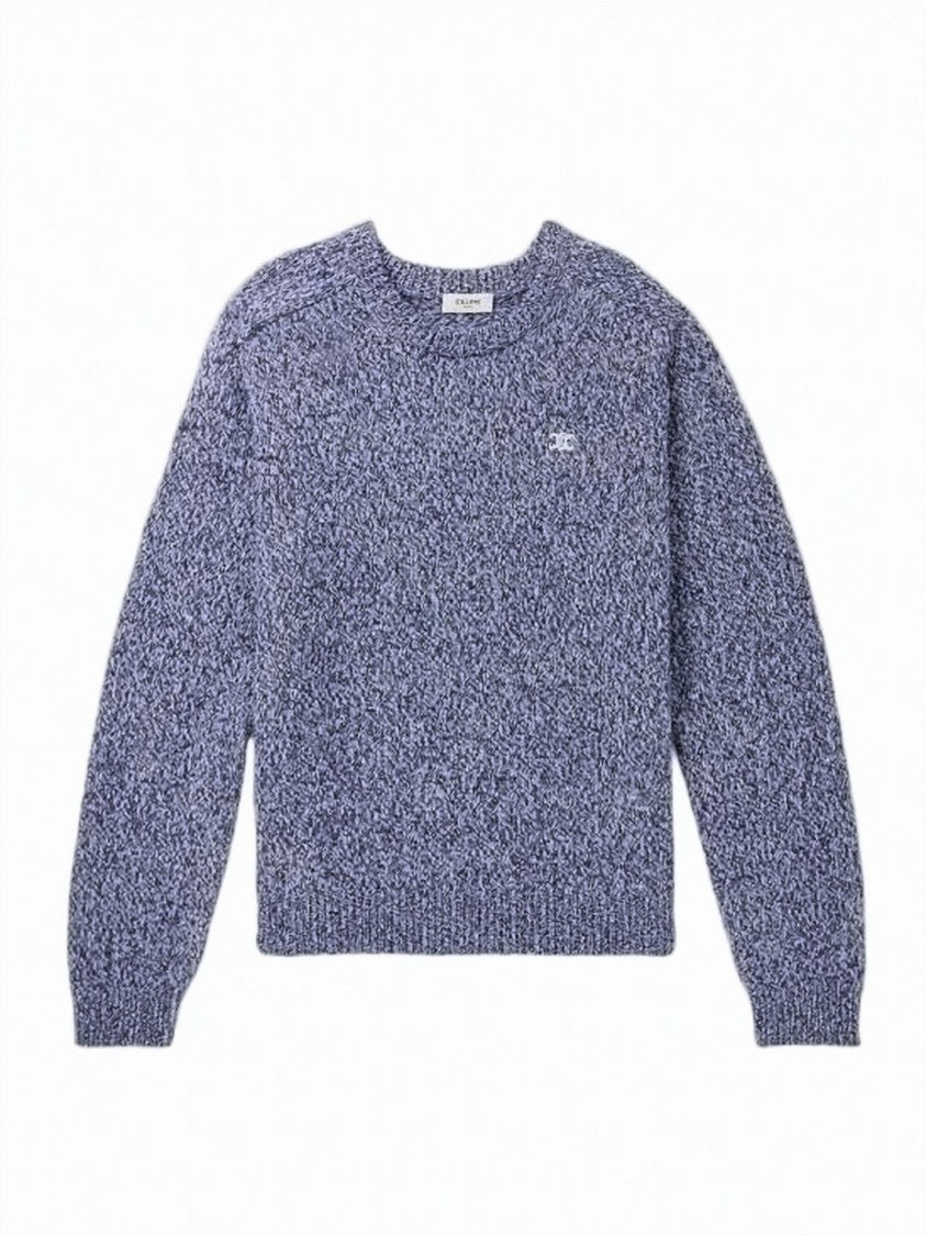 Celine Textured Crewneck Sweater With Marled Knit Pattern