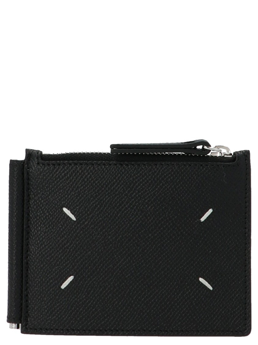 Maison Margiela Leather Wallet With Signature Logo Embroidery