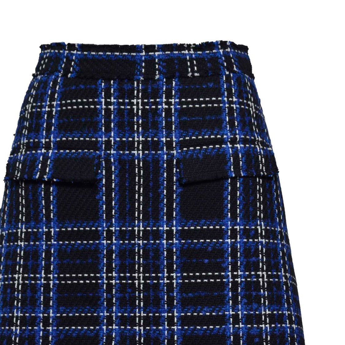 Msgm Black And Blue Tartan Tweed Skort