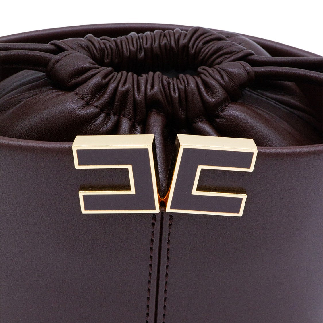 Elisabetta Franchi Structured Brown Bucket Bag