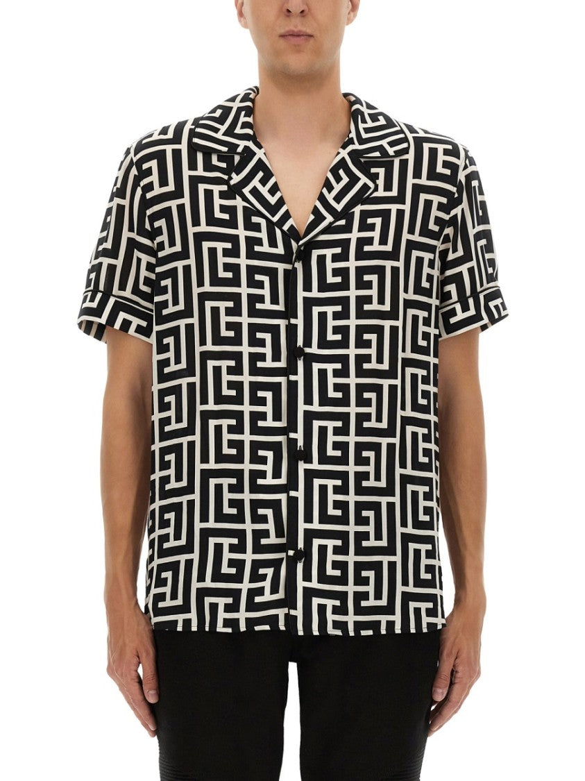 Balmain Monogram Print Pajama Shirt
