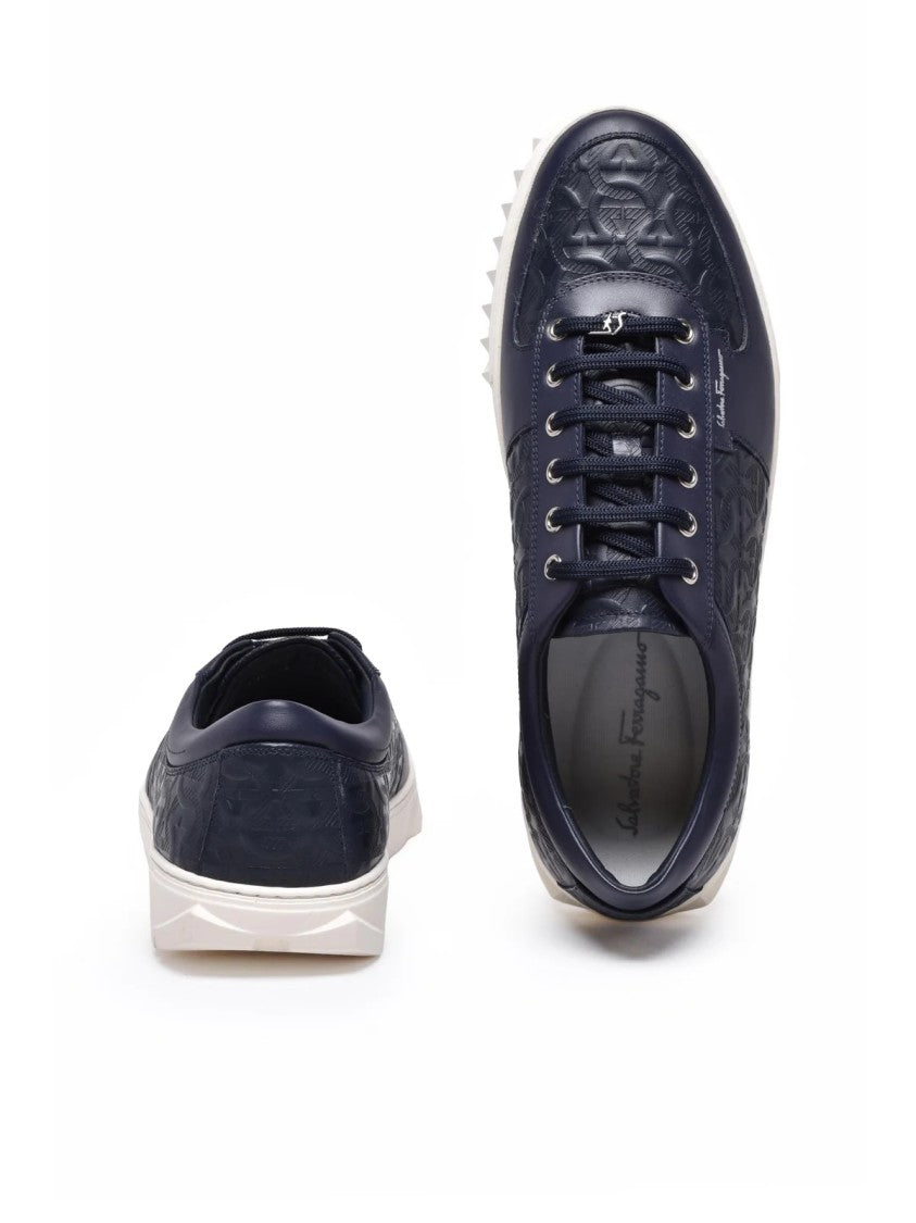 Salvatore Ferragamo Blue Leather Sneakers