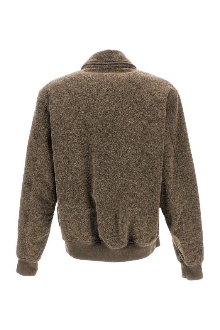 Original Vintage Brown Padded Distressed Cotton Ribbed Bomber Jacket