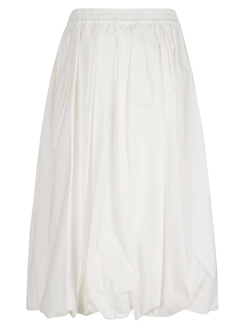 Max Mara White Voluminous Bubble Skirt With Gathered Hem